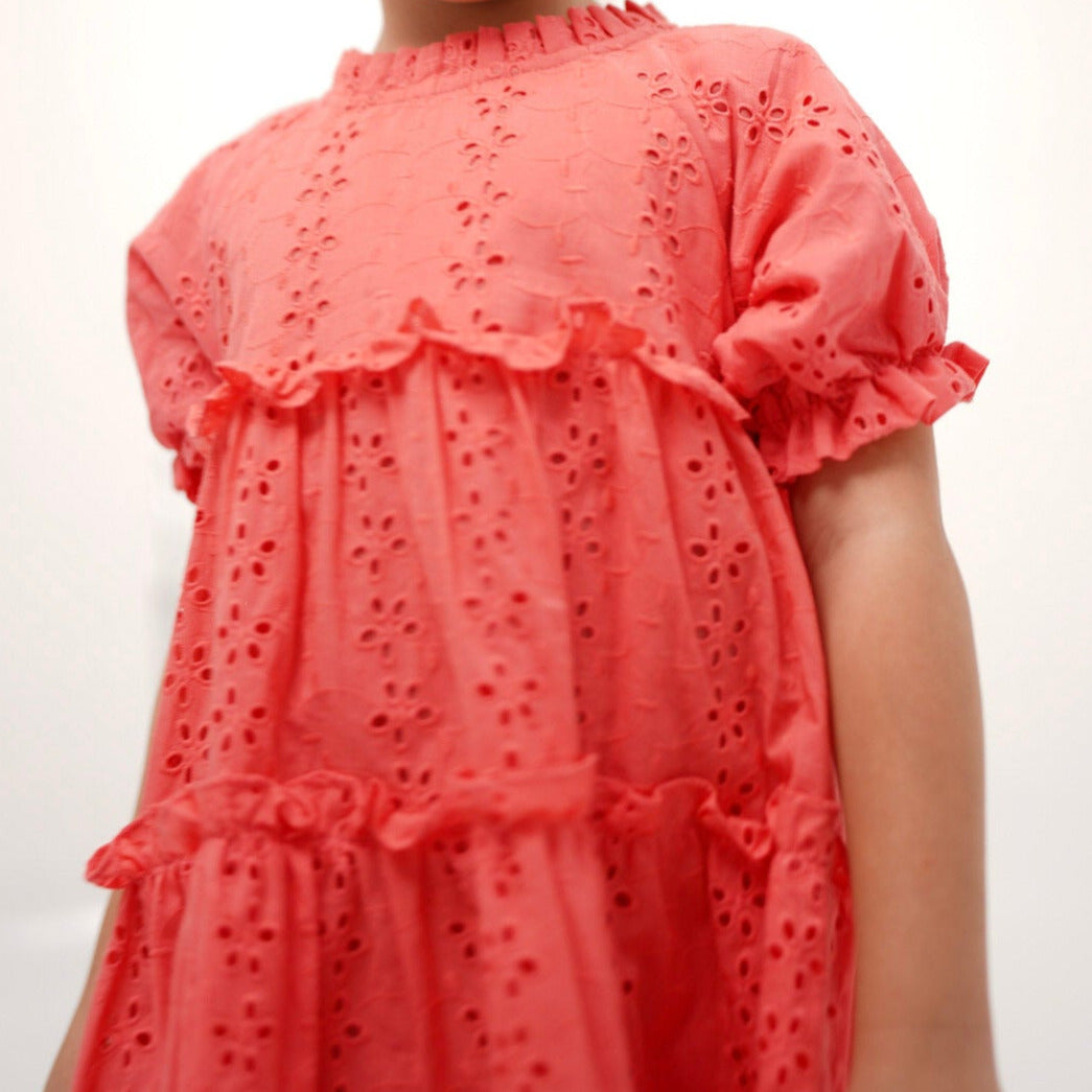 Kaylee Embroidery Dress Pink Peach