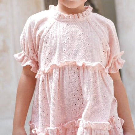 Kaylee Embroidery Dress Blush