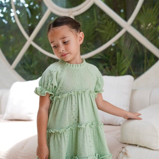 Kaylee Embroidery Dress Sage Green