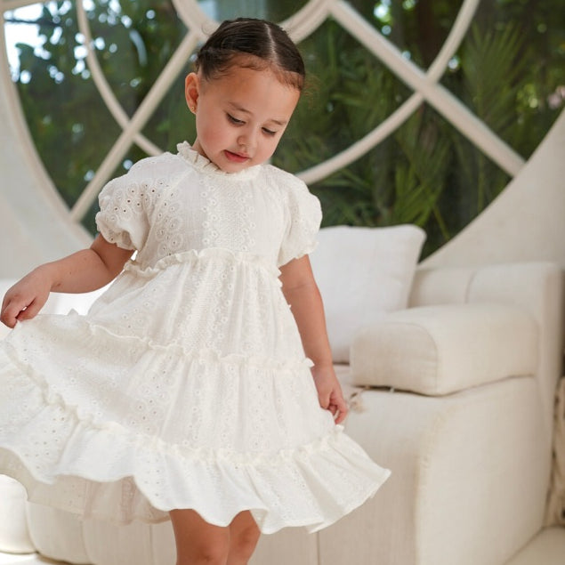 Kaylee Embroidery Dress Broken White