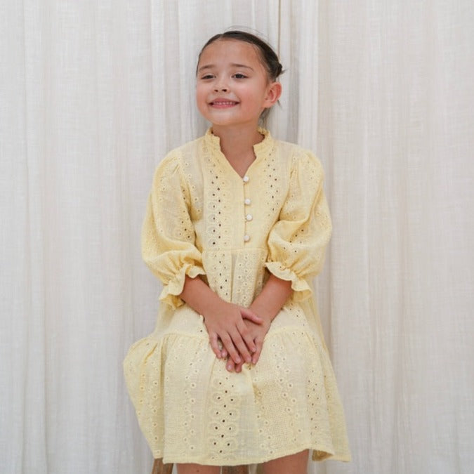 Raina Embridery Dress Creamy Yellow