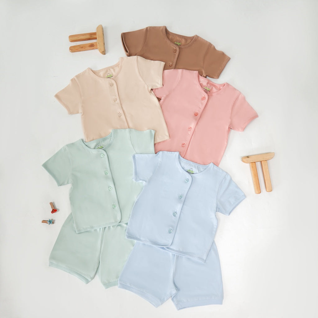 Button Short Set Almond